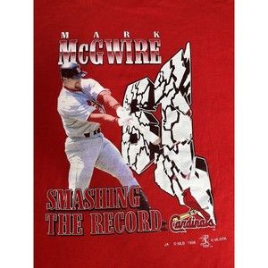 Mark Mcgwire 61 Home Runs Smashing the Record Vintage 1998 Shirt MLB Cardinals